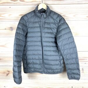 Uniqlo Puffer Jacket Mens L Gray Ultra Light Down Facebook Turtle